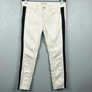Free People White Jeans with Black Genuine Leather Edges size 29
